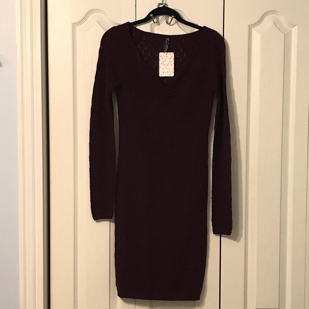 NWT Free People Longsleeve Sweater Dress w/slip
